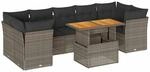 vidaXL 8-Tlg Garten-Sofagarnitur mit Kissen Grau Poly Rattan 3326902