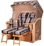 bene,iving Strandkorb Komplettset Schaalsee Teak PE grau Modell 583
