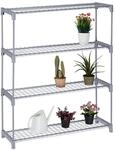 Relaxdays Blumenregal Stahl Grau 4 Ebenen Stecksystem 106 cm x 91 cm x 28 cm