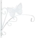 Relaxdays Blumenampelhalterung Eisen Wei&szlig; mit Schmetterling 30 x 30 x 2 cm 400 g