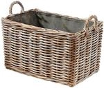 Kobolo Holzkorb f&uuml;r Kaminholz Kaminkorb Kubu grey Rattan Stoff dunkel