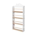 Relaxdays Kinderb&uuml;cherregal Haus MDF Kiefernholz Wei&szlig; Natur H&auml;ngend Offen 130 cm x
