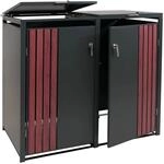 MCW 2er-M&uuml;lltonnenverkleidung O67 Anthrazit Holzoptik Dunkel 122x132x84cm