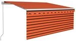 vidaXL Markise Manuell Einziehbar mit Rollo LED 3,5x2,5 m Orange Braun 3069285
