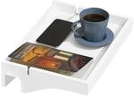 SoBuy Klemmregal f&uuml;rs Bett mit Kabelf&uuml;hrung Nachttisch Bambus 36x8x25cm Wei&szlig;