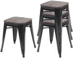 MCW 4x Hocker A73 Inkl. Holz-Sitzfl&auml;che Schwarz