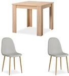 Homestyle4u Essgruppe mit 2 Polsterst&uuml;hlen Natur und Anthrazit 2379
