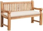 DELUKE Gartenbank Teakbank DABEL Holz Creme 150x61x93cm Holzbank 150cm Mit...