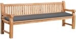 DELUKE Gartenbank Teakbank DABEL Holz Dunkelgrau 240x61x93cm Holzbank 240cm Mit