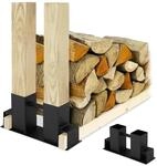 Relaxdays Holzstapelhilfe Stahl Schwarz Pulverbeschichtet 2er Set 16 cm x 34 cm...