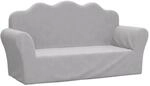 vidaXL Kindersofa 2-Sitzer Hellgrau Weich Pl&uuml;sch 357047