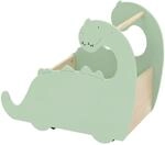 Joyz Spielzeugkiste aus Holz Dino 57x31,5x49 cm Gr&uuml;n-Natur Kinderregal 4 Rollen