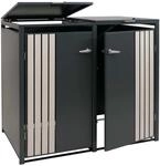 MCW 2er-M&uuml;lltonnenverkleidung O67 Anthrazit Holzoptik Hell 122x132x84cm