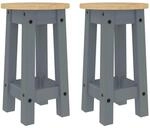 vidaXL Barhocker 2 Stk Grau Massivholz Kiefer 4005700