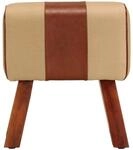 vidaXL Sitzbank Turnbock-Design 38cm Braun Echtleder Mango Massivholz