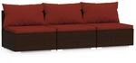 vidaXL 3-Sitzer-Sofa mit Kissen Braun Poly Rattan Modell 4