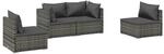 vidaXL 4-tlg Garten-Lounge-Set mit Kissen Poly Rattan Grau Modell 14