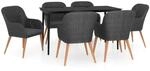 vidaXL 7-Tlg Garten-Essgruppe mit Kissen Schwarz 3099520