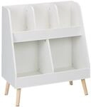 Relaxdays Kinderregal MDF Kiefernholz Wei&szlig; Natur mit 5 F&auml;chern 66 x 60 x 30 cm 8,3