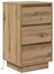vidaXL Nachttisch mit LED-Leuchten Artisan-Eiche 38x34x65 cm 861309