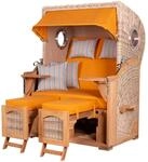 bene,iving Strandkorb Komplettset Ammersee Teak Bullauge PE Shell Modell 586