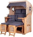 bene,iving Strandkorb Komplettset Ammersee Teak Bullauge PE Shell Modell 582