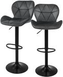 ML-Design Barhocker 2Er Set aus Samt Grau Gepolsterter Barstuhl mit Fu&szlig;st&uuml;tze