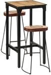 vidaXL 3 Tlg Bar-Set Raues Mangoholz und Metall 3216419