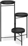 Relaxdays Blumenregal mit 3 Ablagen Stahl Kunststoff Schwarz Faltbar 65 cm x 44 cm x