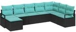 vidaXL Sofa Set mit Kissen 8-Tlg Schwarz Poly Rattan 3346506