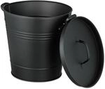 Relaxdays Ascheeimer Eisen Schwarz Mit Deckel 19 Liter