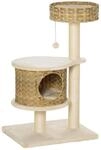 PawHut Kratzbaum Rattan mit Platform