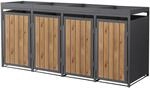 ML-Design M&uuml;lltonnenbox 4Er mit Pflanzdach 240L Anthrazit-Holzoptik