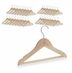Relaxdays Kinder Kleiderb&uuml;gel 20er Set Holz Natur mit Hosensteg Drehbar 19,5 cm x