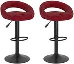 vidaXL Barhocker 2 Stk Weinrot Samt 333275