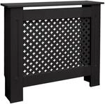 ECD Germany Heizk&ouml;rperverkleidung mit Wabenmuster 78x19x82 cm Schwarz aus MDF