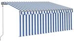 vidaXL Markise Automatisch mit Rollo LED Windsensor 3x2,5m Blau Wei&szlig; 3069391