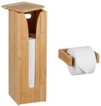 Relaxdays Toilettenpapierhalter Set Bambus Natur 2-teilig 43 cm x 14 cm x 14 cm...