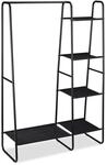 Relaxdays Kleiderst&auml;nder Metall Schwarz mit 5 Ablagen und Kleiderstange 150 cm...