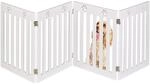 Relaxdays Hundeabsperrgitter Pfoten MDF EVA Schaumstoff Wei&szlig; Freistehend