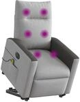 vidaXL Massagesessel mit Aufstehhilfe Elektrisch Wolkengrau Stoff 3324072