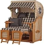 bene,iving Strandkorb Komplettset Ammersee Teak Bullauge PE Shell Modell 505