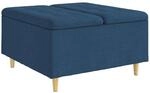 vidaXL Aufbewahrungsottomane mit Kissen Blau 80 x 80 x 45 cm Stoff 876838