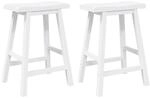 vidaXL Barhocker 2 Stk Wei&szlig; Massivholz Gummibaum 4102546