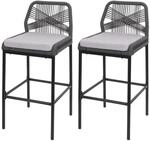MCW Barhocker O21 2er-Set Anthrazit Kissen Hellgrau
