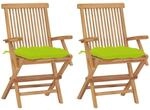 vidaXL Gartenst&uuml;hle mit Hellgr&uuml;nen Kissen 2 Stk Massivholz Teak 3062513