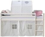 Homestyle4u Hochbett 90x200 mit Vorhang und Tunnel in Wei&szlig; Sterne 1889