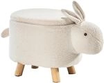 Kobolo Tierhocker Kinderhocker Hocker BUNNY Design Hase mit Staufach Teddystoff