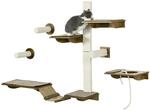 PawHut Katzenregal-Set Spanplatte Sisal Braun Cremewei&szlig; 136L x 29B x 8,5H cm