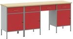 vidaXL Werkbank 4-Tlg Rot 200 x 55 x 85 cm Ingenieure Holz und Stahl 3321381